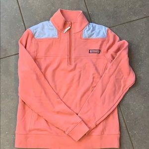 Vineyard Vines - coral and chambray pullover